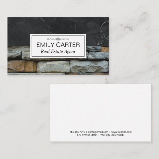 黒大理石 |ストーンズ |不動産実在代理業者 名刺 (正面/裏面)