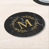 黒大理石 ラウンドペーパーコースター (アングル)