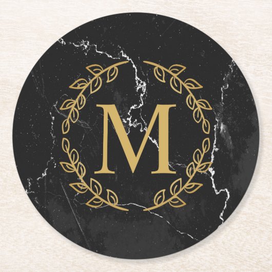 黒大理石 ラウンドペーパーコースター (正面)