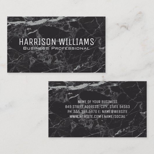 黒大理石 | ロック石板 名刺 (正面/裏面)