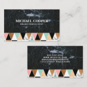 黒大理石 |幾何モダンパターン 名刺 (正面/裏面)
