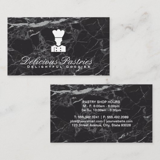 黒大理石 | 料理長 名刺 (正面/裏面)