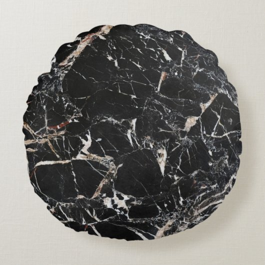 黒大理石:自然な抽象芸術テクスチャ。 ラウンドクッション (正面)