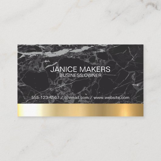 黒大理石 | 金ゴールドメタリック 名刺 (裏面)