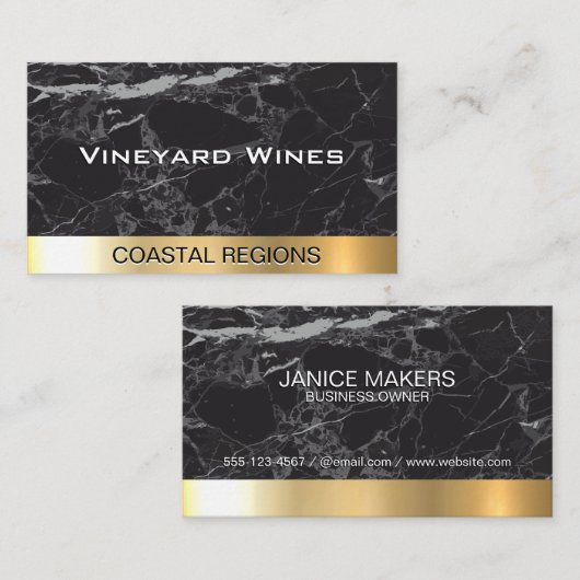 黒大理石 | 金ゴールドメタリック 名刺 (正面/裏面)