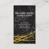 黒大理石 |金ゴールド芸術的スパッタ 名刺 (正面)