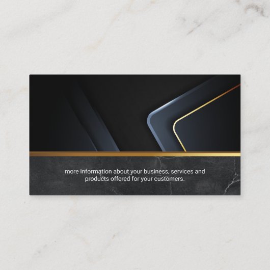 黒大理石 |金属金ゴールドトリム 名刺 (裏面)