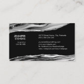 黒大理石、銀と真珠の母 名刺 (裏面)