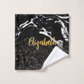 黒大理石/黒グリッター バスタオルセット (ウォッシュタオル)