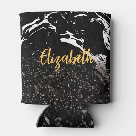 黒大理石/黒グリッター 缶クーラー (裏面)