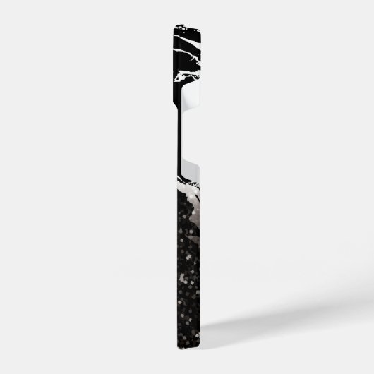 黒大理石/黒グリッター iPhoneケース (左側面)