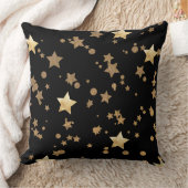 黒天と金ゴールド天の星と水玉模様 クッション (ブランケット)