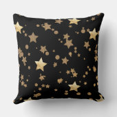 黒天と金ゴールド天の星と水玉模様 クッション (裏面)