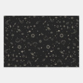 黒天モダン星星星夜 ラッピングペーパーシート (正面2)