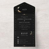 黒天神秘金ゴールドムーンQRコード結婚ズ オールインワン招待状 (内側)