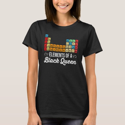 黒女王の周期律表の要素 Tシャツ (正面)