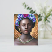 黒女神 |アフリカ系アメリカ人女性AIアート ポストカード (スタンド正面)