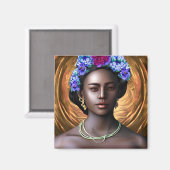 黒女神 |アフリカ系アメリカ人女性AIアート マグネット (正面/裏面)