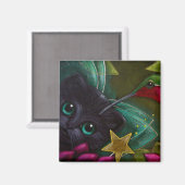 黒妖精の子猫とハミングバードマグネット マグネット (正面/裏面)