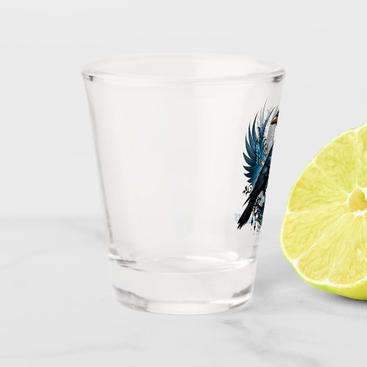 黒威厳のあるい烏が乗って華美いる ショットグラス (左)