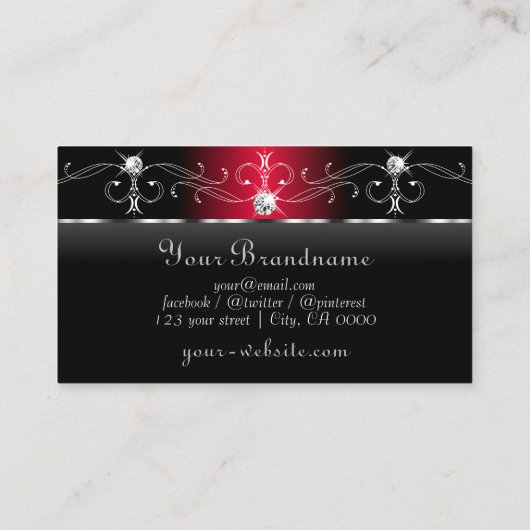 黒威厳のあると赤の四角い宝石モノグラム 名刺 (裏面)