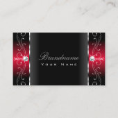 黒威厳のあると赤の四角い宝石装飾品 名刺 (正面)