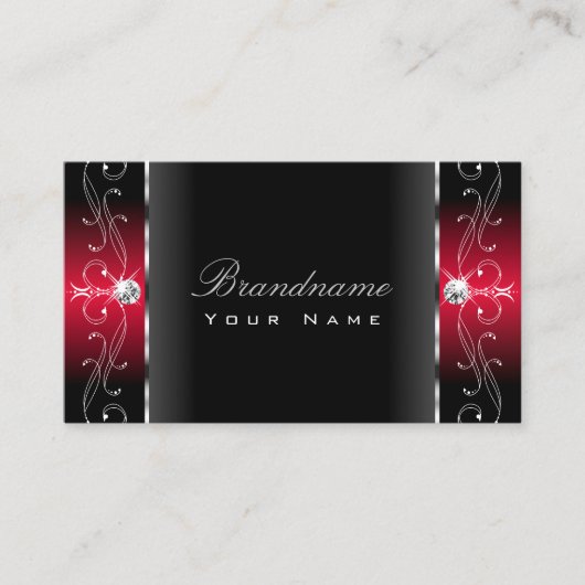 黒威厳のあると赤の四角い宝石装飾品 名刺 (正面)