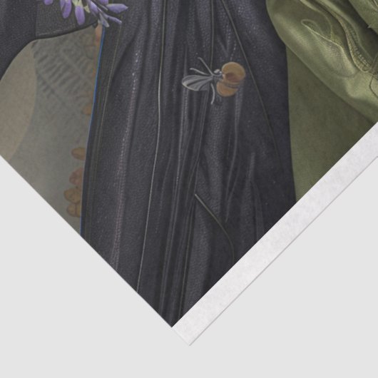 黒威厳のあるヴィンテージフローラベアデコパージュ 薄葉紙 (詳細)