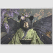 黒威厳のあるヴィンテージフローラベアデコパージュ 薄葉紙 (正面)