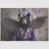 黒威厳のあるヴィンテージフローラベアデコパージュ 薄葉紙 (正面)