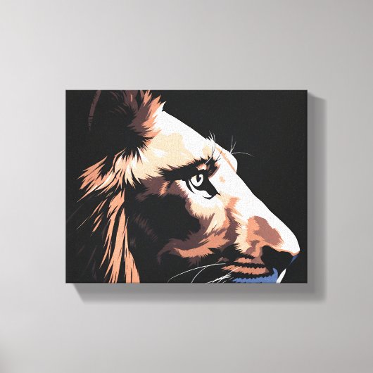 黒威厳のある獅子 | 暗高品質色 キャンバスプリント (正面)