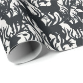 黒威厳のある白トナカイイラストレーション ラッピングペーパー (ロールコーナー)