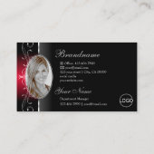 黒威厳のある赤角の宝石のロゴと写真 名刺 (裏面)