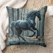黒威厳のある馬イン華美オーナメント クッション (ブランケット)