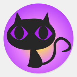 黒子猫紫グラデーション ラウンドシール