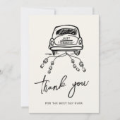 黒字手描きトレンディー結婚の誓いの更新 サンキューカード (正面)