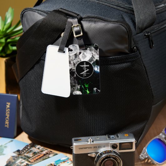 黒宇宙モノグラムの白い結晶 ラゲッジタグ (正面&裏面)