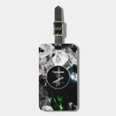 黒宇宙モノグラムの白い結晶 ラゲッジタグ (正面縦)
