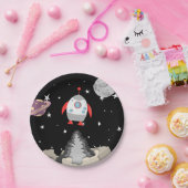 黒宇宙宇宙船が惑星ムーンを離陸 ペーパープレート (パーティー)