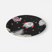 黒宇宙宇宙船が惑星ムーンを離陸 ペーパープレート (アングル)