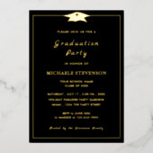 黒実在卒業試験カードのフォイル金ゴールド 箔招待状 (正面)