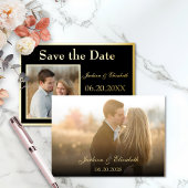 黒実在箔2枚の写真が日付を結婚保存 箔招待状