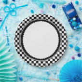 黒市松模様にと白 ペーパープレート (パーティー)