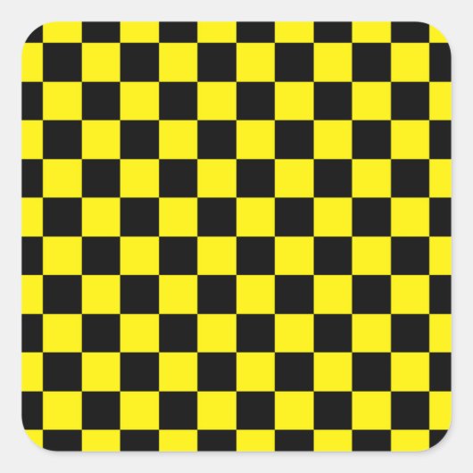 黒市松模様にと黄 スクエアシール (正面)