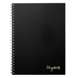 黒市松模様にモダンエレガント金ゴールドタイポグラフィ ノートブック