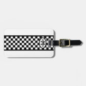 黒市松模様にモノグラム ラゲッジタグ (正面横)