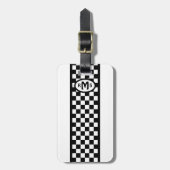 黒市松模様にモノグラム ラゲッジタグ (正面縦)