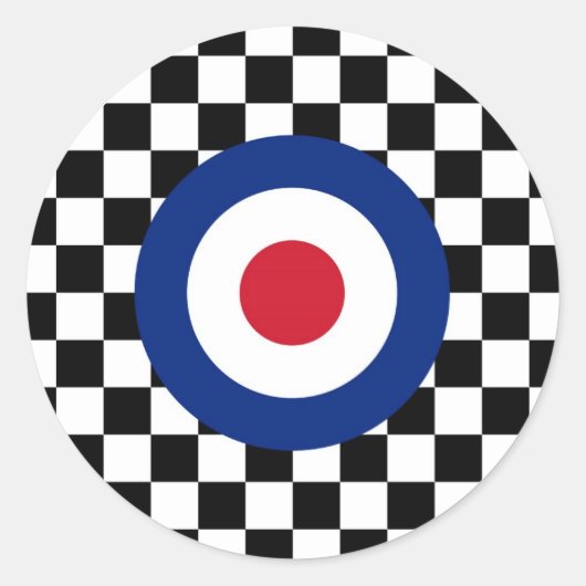 黒市松模様にレース目標モダン ラウンドシール (正面)