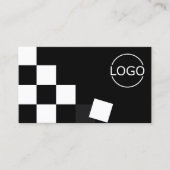黒市松模様に濃モダン灰色のロスタイリッシュゴ 名刺 (正面)