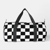 黒市松模様に白の幾何学的レトロモノグラム ダッフルバッグ (裏面)
